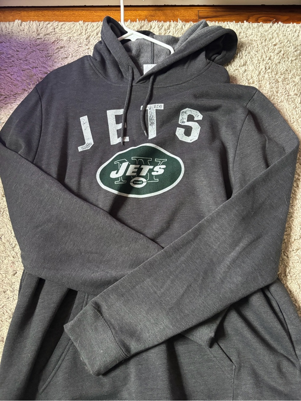 NFL Jets Dark Gray Pullover Hoodie with Team Logo